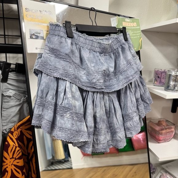 LoveShackFancy Light Blue Ruffled Skirt - Picture 1 of 2